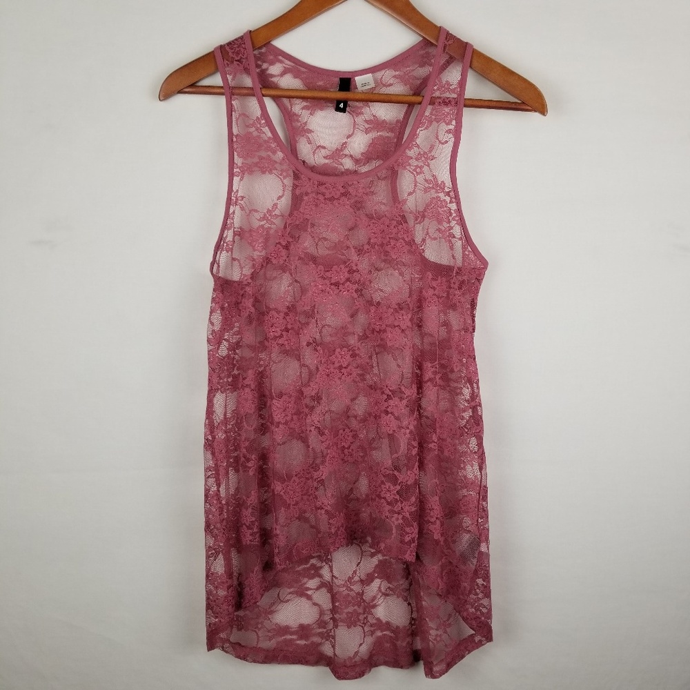 Divided by H&M Pink Sheer Tank Top Size 4